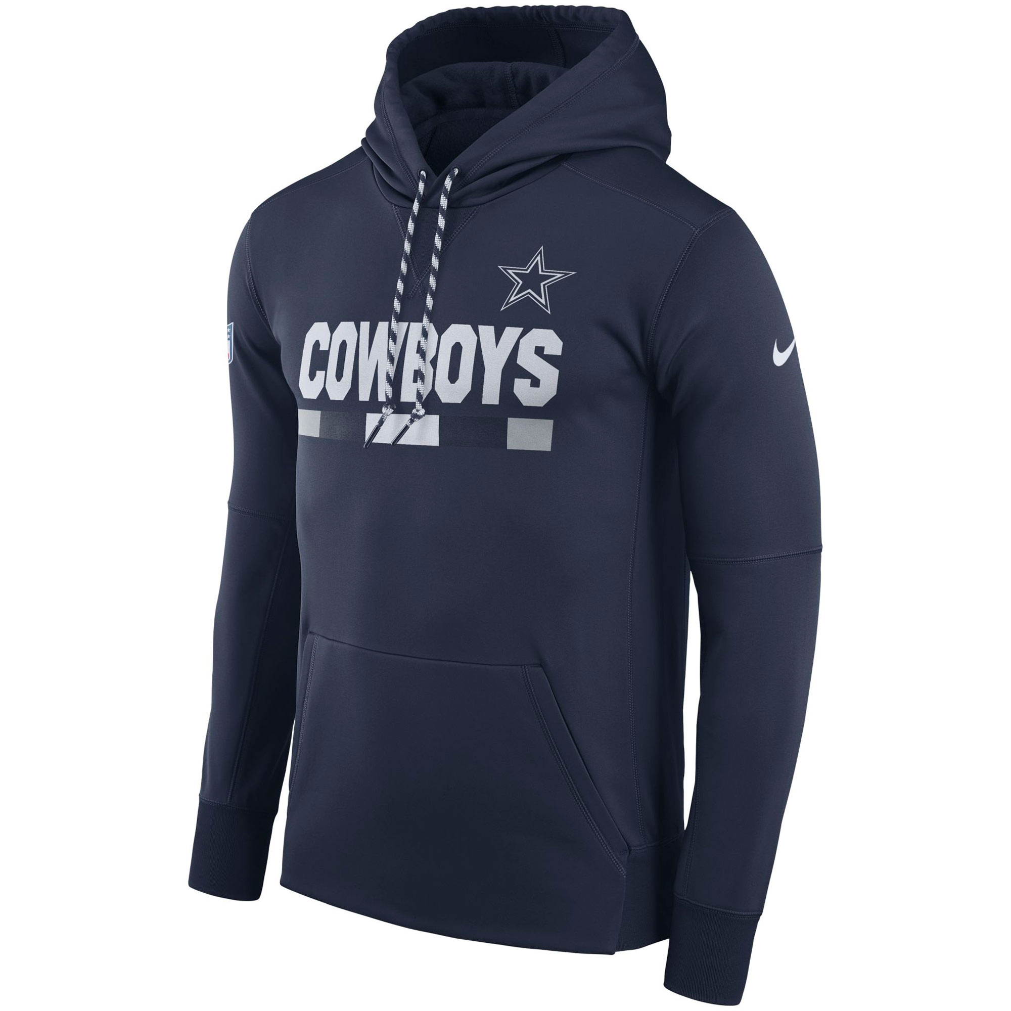 NFL Men Dallas Cowboys Nike Navy Sideline ThermaFit Performance PO Hoodie